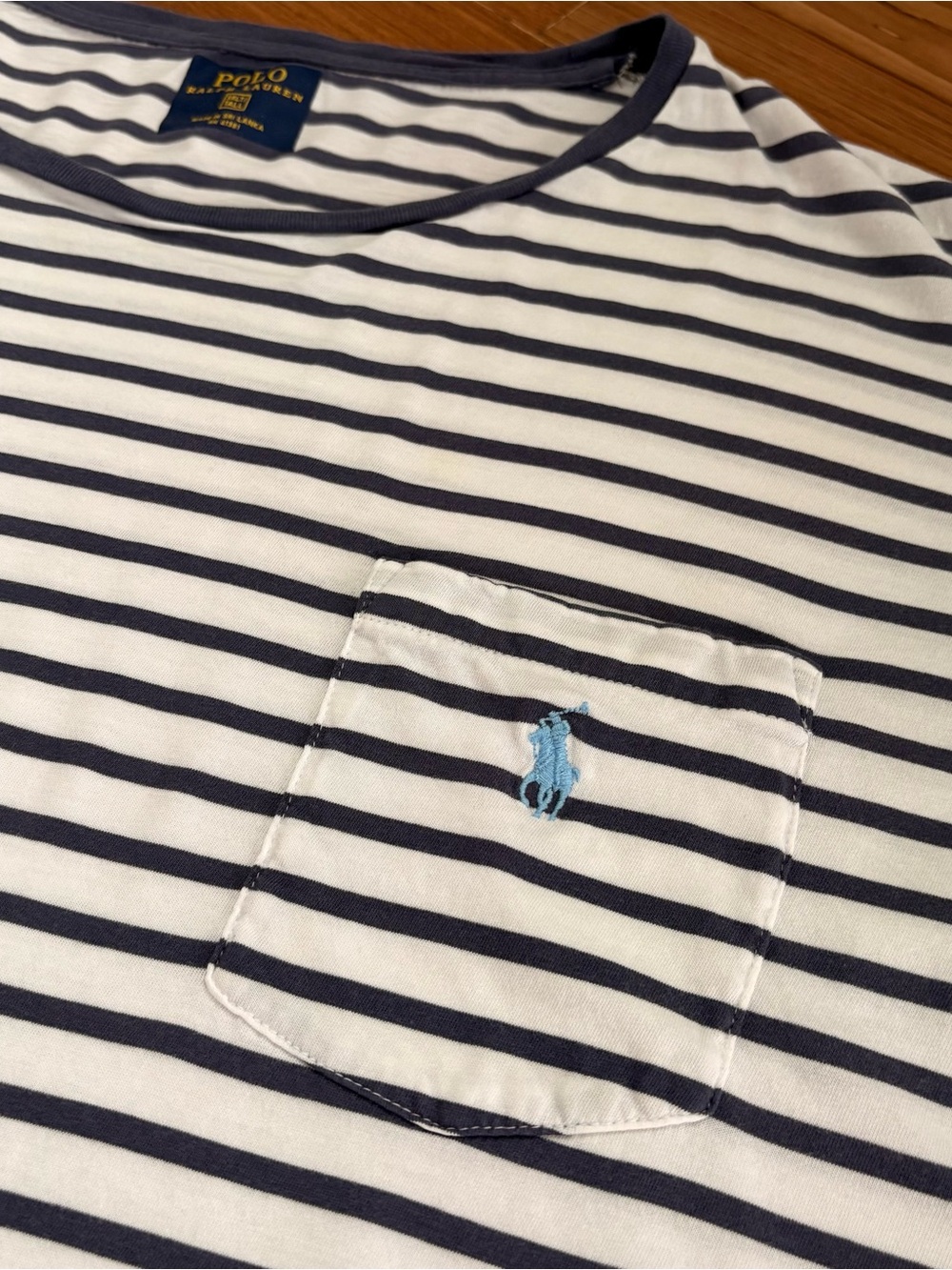 Polo Ralph Lauren Navy/ White Striped Crewneck Tee 100% cotton 3 XLT/ Tall - Picture 5 of 9